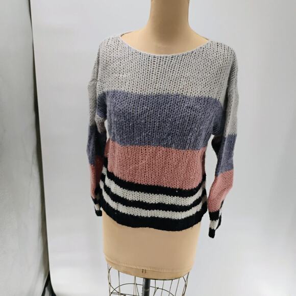 Lucky Brand Sweater Bold Stripe Pullover Multicolor Sz S wool blend - Picture 9 of 13